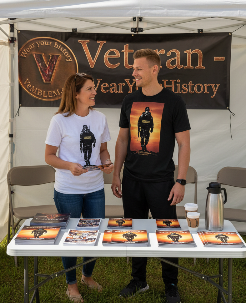 Badged - Black-White-Veteran-T-shirt