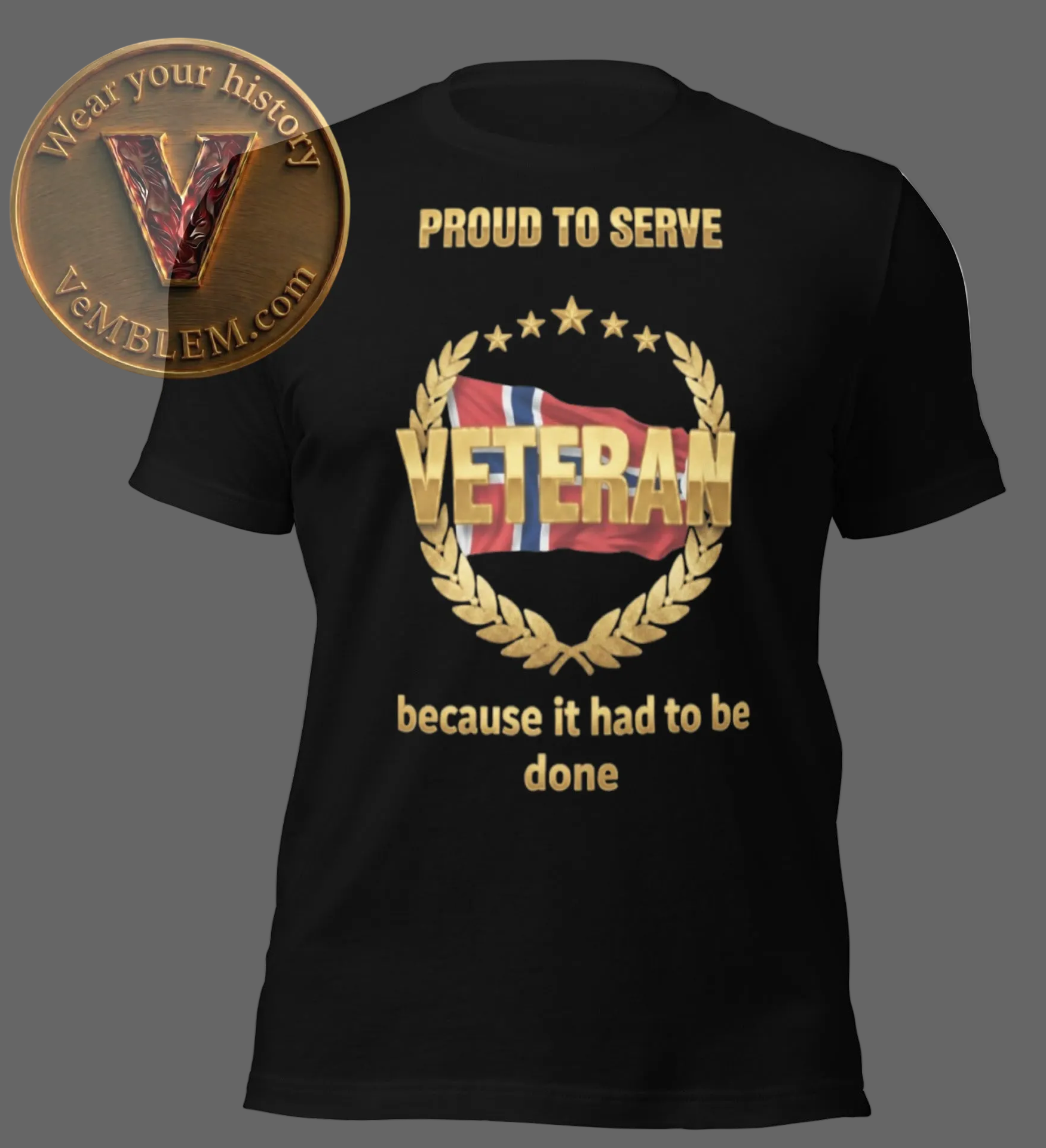 Badged - Stolt NOR Veteran - Proud to serve - T-shirt