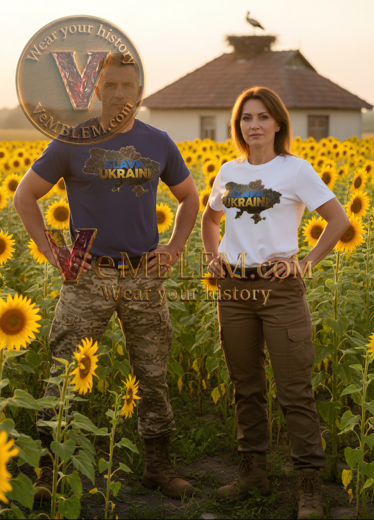 Badged - Slava Ukraini 2 Navy&White - T-shirt (Unisex)