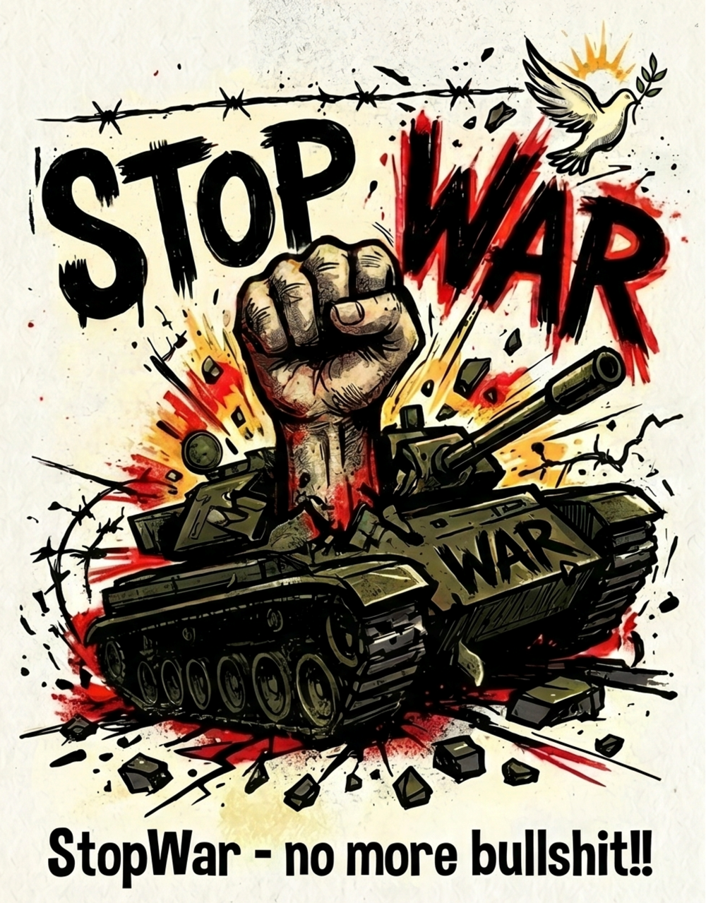 Stop War - SuperCool crew neck T-shirt