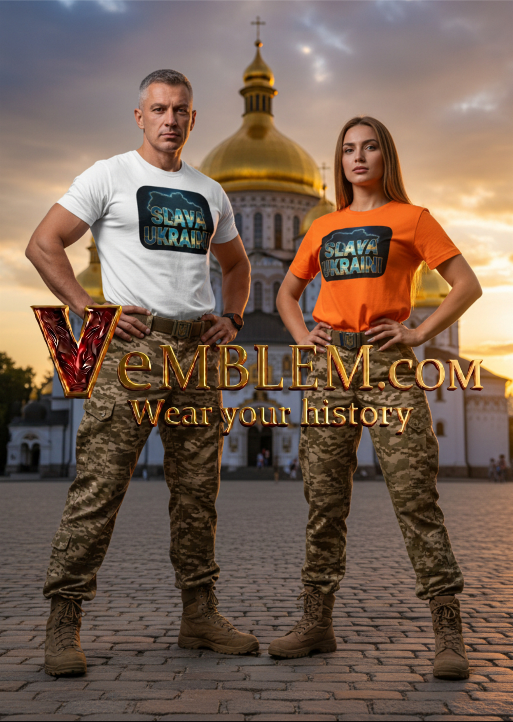 WhiteAndOrange-SlavaUkraini-T-shirt