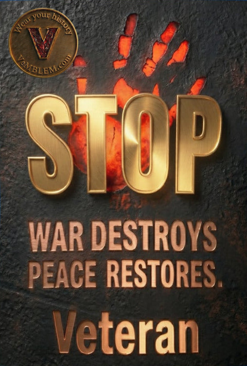 Badged - Stolt Veteran - Stop War 2 - T shirt