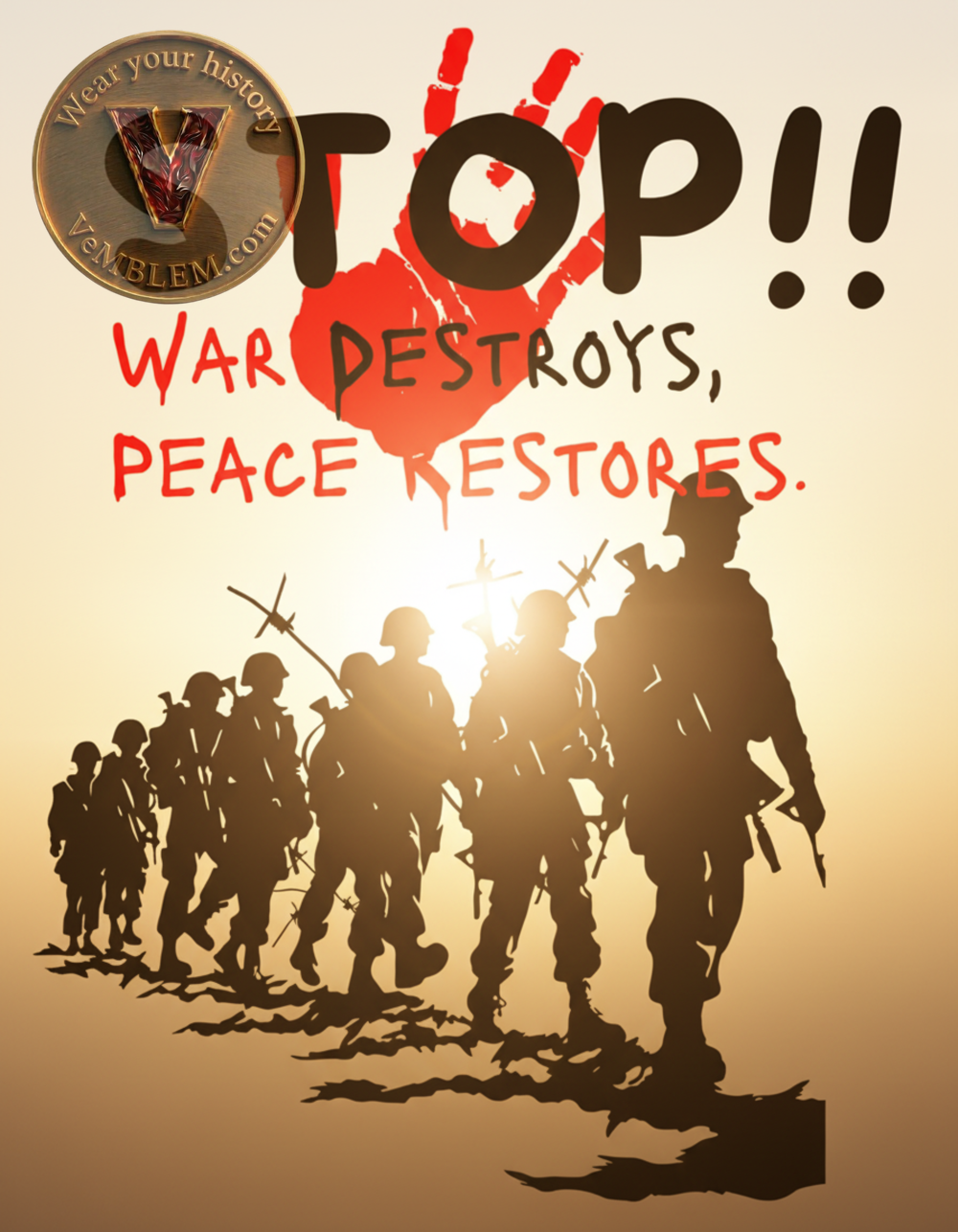 Badged - STOP - Peace Restores -  T-shirt