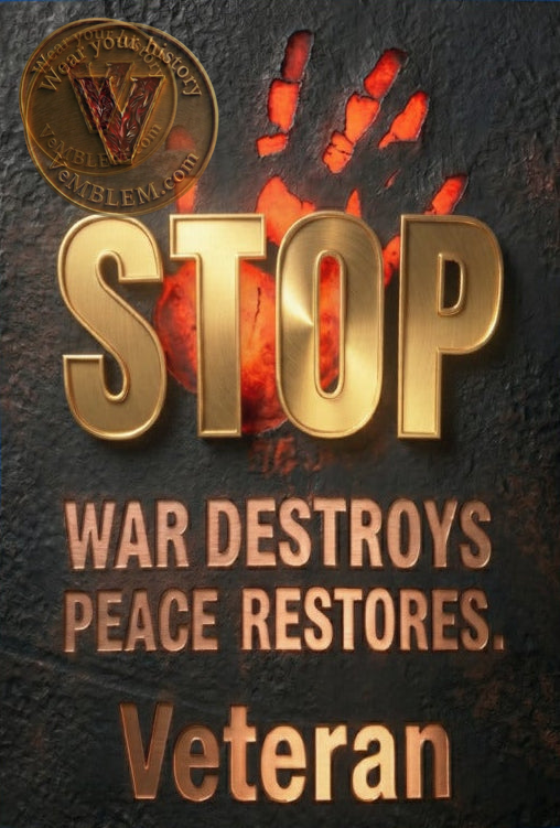 Badged - Stolt Veteran - Stop War 2 - T shirt